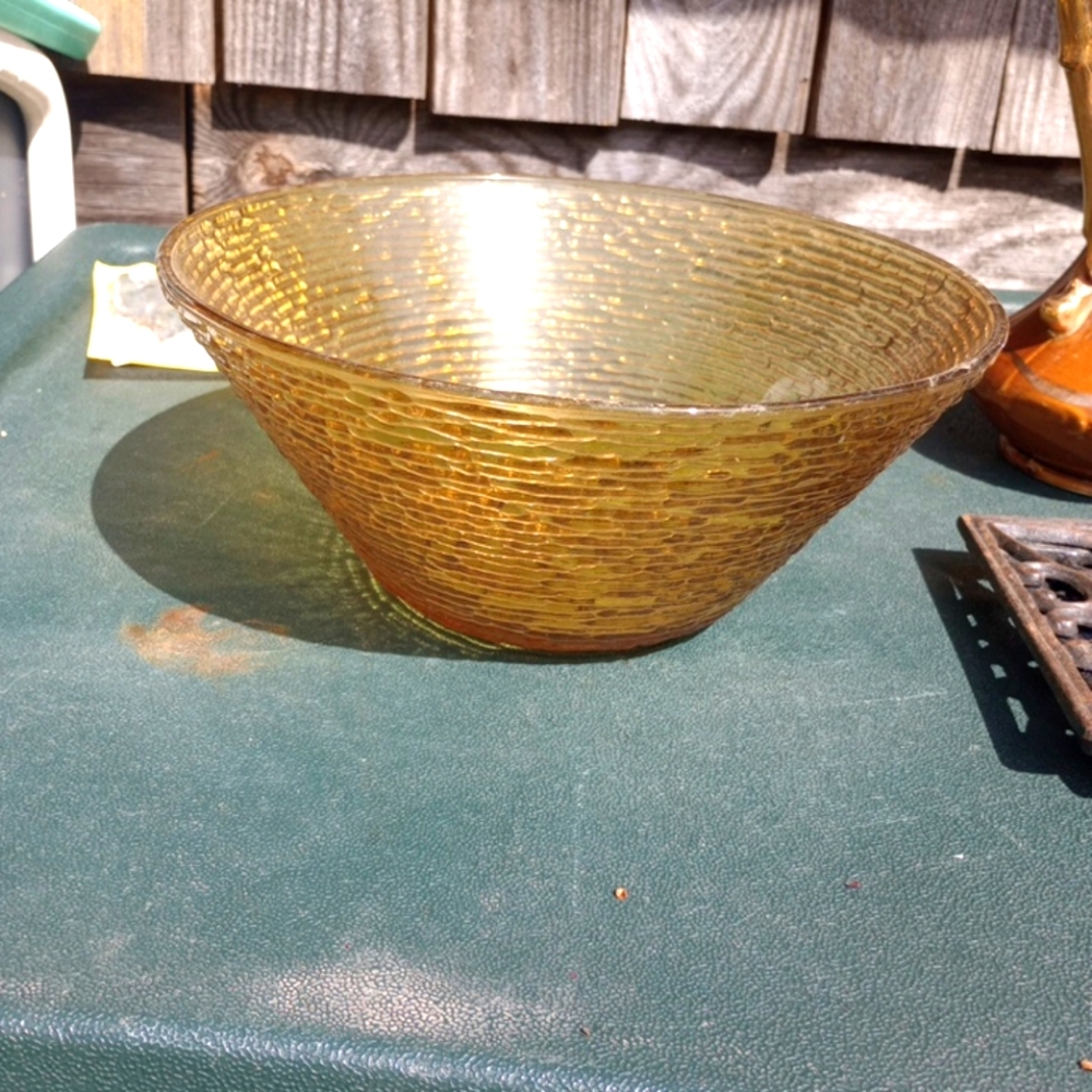 Vintage Gold Lido Soreno Anchor Hocking Salad Serving Bowl 11.25" x 5" Tall